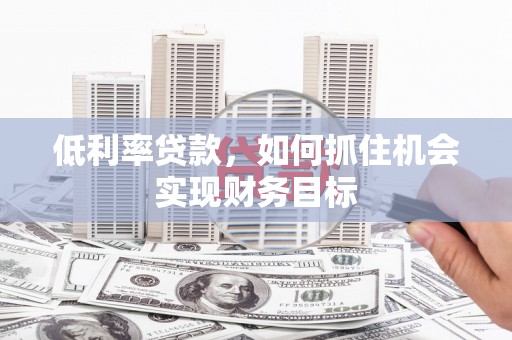 寿丰低利率贷款，如何抓住机会实现财务目标