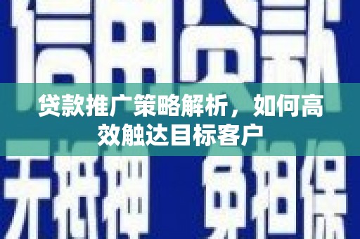 寿丰贷款推广策略解析，如何高效触达目标客户