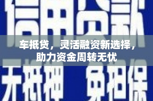 寿丰车抵贷，灵活融资新选择，助力资金周转无忧