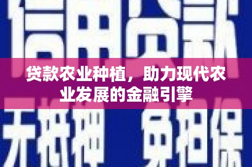 寿丰贷款农业种植，助力现代农业发展的金融引擎