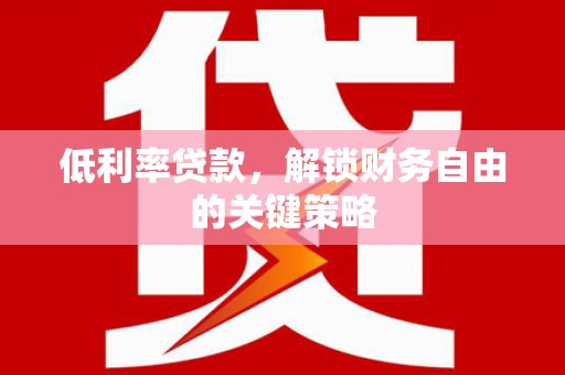 寿丰低利率贷款，解锁财务自由的关键策略
