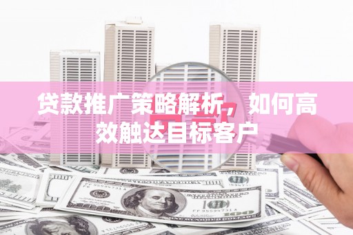寿丰贷款推广策略解析，如何高效触达目标客户