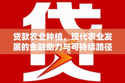 寿丰贷款农业种植，现代农业发展的金融助力与可持续路径