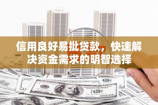 寿丰信用良好易批贷款，快速解决资金需求的明智选择