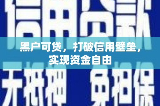 寿丰黑户可贷，打破信用壁垒，实现资金自由