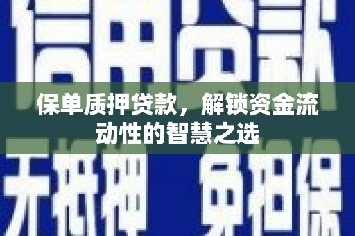 寿丰保单质押贷款，解锁资金流动性的智慧之选