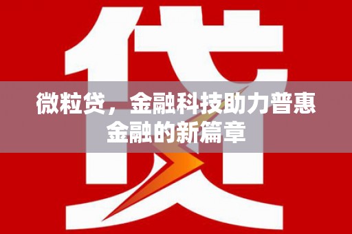 寿丰微粒贷，金融科技助力普惠金融的新篇章